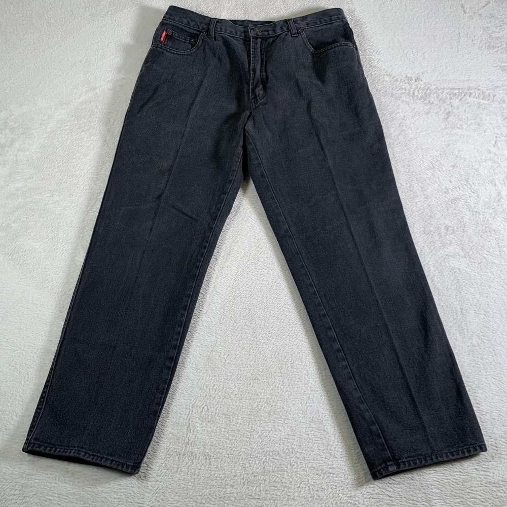Vintage Bugle Boy Jeans Mens 34x30 (33x28) Black Denim Straight Leg Mid Rise 90s